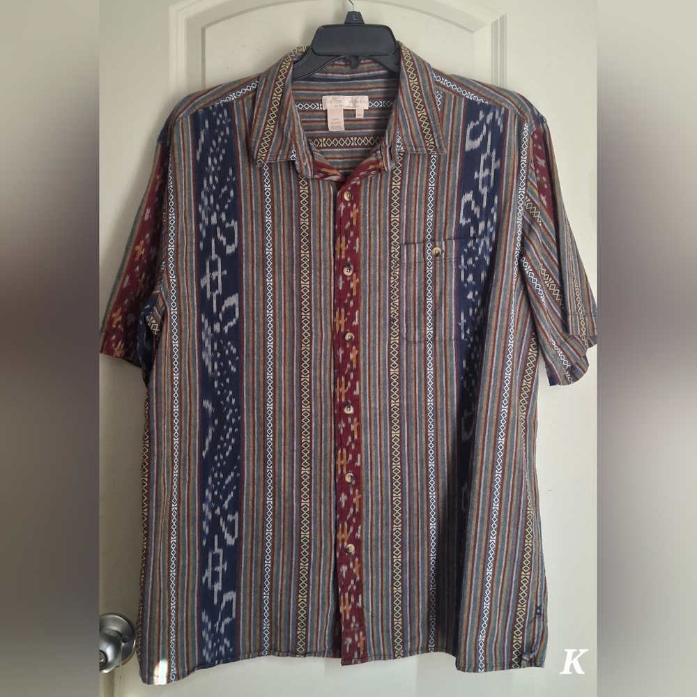 The Territory Ahead Cotton Multicolor Striped Short Sleeve Shirt XL Navajo Rodeo - Picture 3 of 9